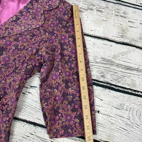 Angie  Floral Print Cotton 3/4‎ Sleeve Button Front Blazer Jacket - [Size Medium]