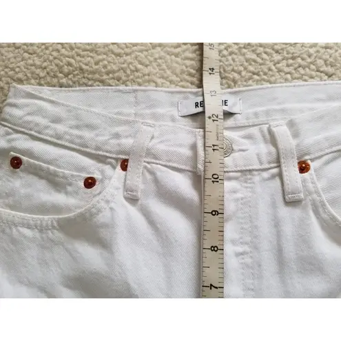 RE/DONE 70s Stove Pipe High Rise Jeans White Destroyed Straight Leg Womens Sz 26