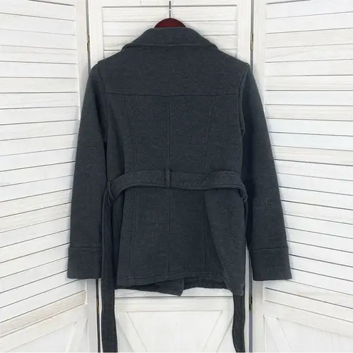 Jones New York  Knit Belted Button Front Jacket Gray Medium