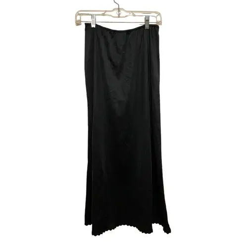Vintage Warner's Slip Set Top Full Skirt Size Small/Medium Black Satin 1980s