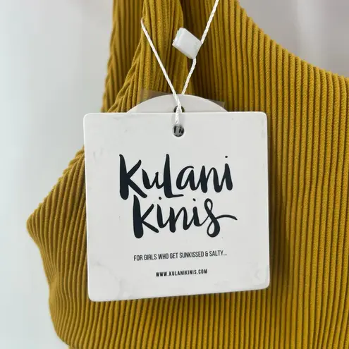 Kulani Kinis Bikini Top Medium NWT Crop Ribbed Mustard Swim Beach Rib Resort