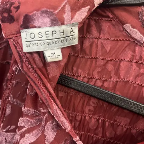 Joseph A Burnout Velvet Peasant Blouse Mauve Pink Medium Floral Long Sleeve