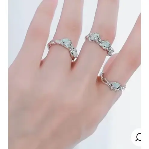 Boutique Three Stone Opal Ring | 925 Sterling Silver