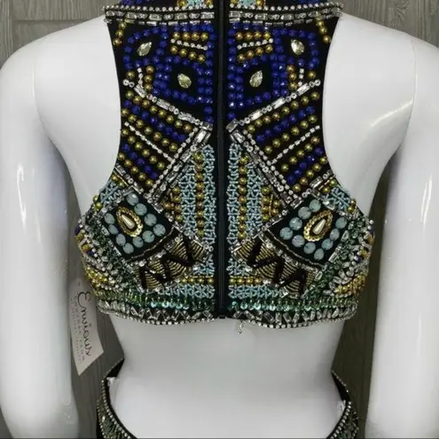 Nwt envious couture beaded rhinestone dress / gown prom formal sleeveless dress Size 6