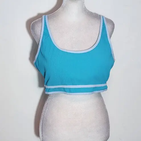 AI'IMAGE Blue Bikini with Light Blue Trim and High Waist Bottoms NWT Size 2XL