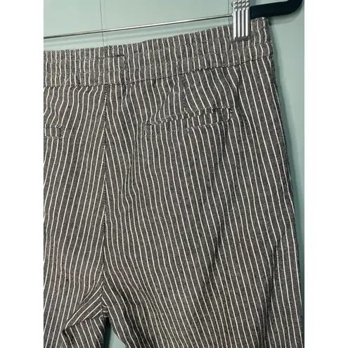 Kiss of Coy Striped Linen Cotton Drawstring Waist Pants Women's Medium M Gray