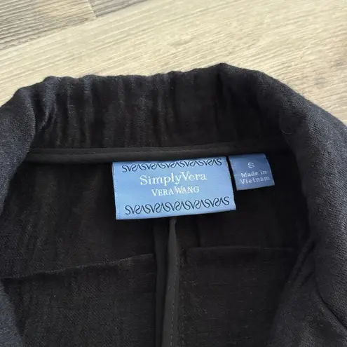 Simply Vera Vera Wang Black Blazer Jacket Small Linen Blend Chiffon Lightweight
