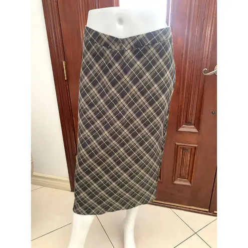 Cider Check High Waist Midi Skirt in Purple