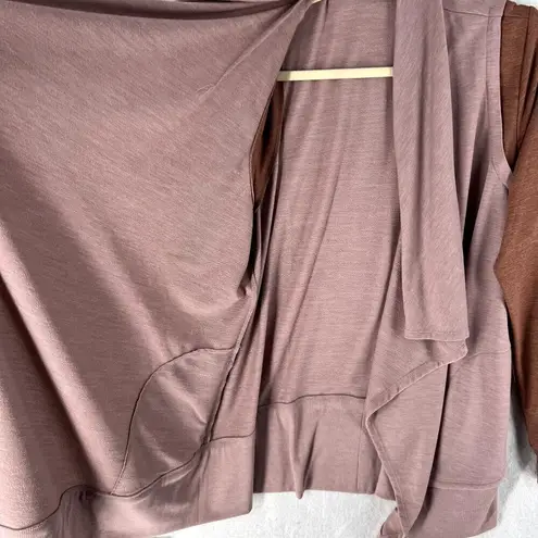 LOGO Lounge Womens Cardigan Size L Two Toned Handkerchief Open Front Pink Size L