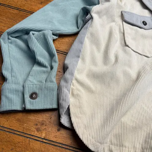 Thread & Supply Colorblock Corduroy Button Up Shirt Jacket Women's Medium Blue