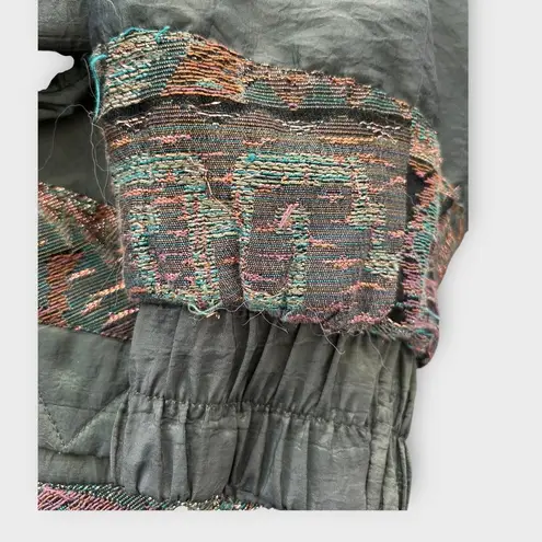 VTG 80s East West Patchwork Bomber Puffer Jacket Womens M Boho Cowgirl Grunge Green Size M