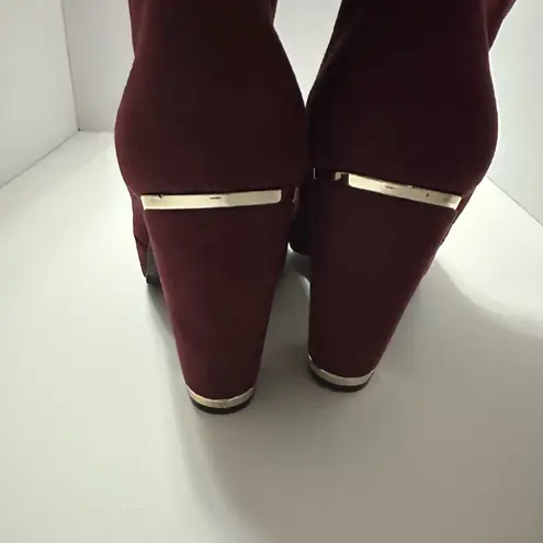 Torrid  Women 10.5W Burgundy Metal Heel Slouchy Boots Wide Width & Calf