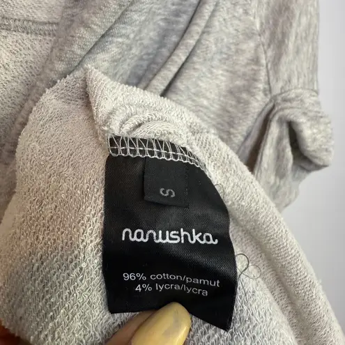 Nanushka Gray Marl Short Sleeve Drape Collar Button Front Cardigan Sweater S