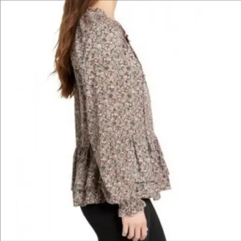 William Rast Aimme Memphis Floral Long Sleeve Blouse Top Medium