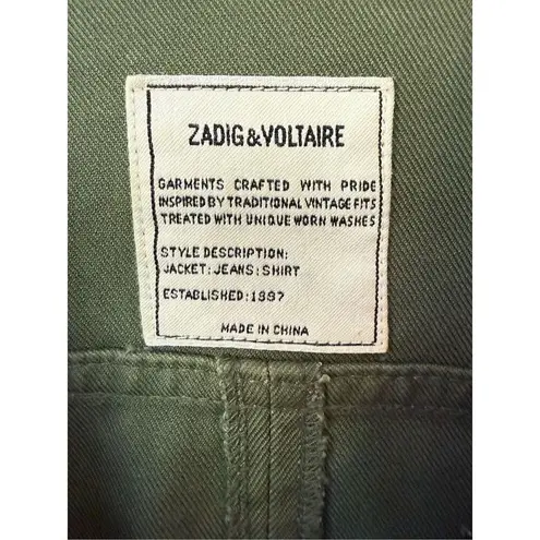 Zadig & Voltaire Green Military Lace Up Shift Dress With Embroidered Tiger