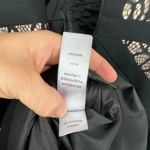 Aidan Mattox Aidan Black Fit-and-Flare Nude Lace-Panel Dress Size 8 Sleeveless