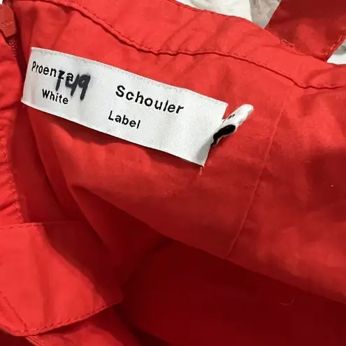 Proenza Schouler Poplin Apron Midi-Dress Size 12 Red Orange