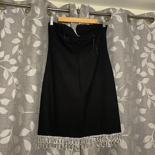 Elliatt Delia Crystal Embellished Asymmetric Strapless Black Dress