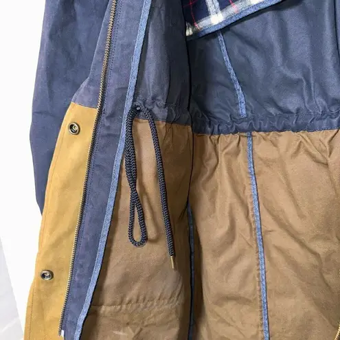 J Crew Waxed Cotton Canvas Colorblock Jacket Coat Blue Size XS