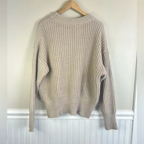 Missguided Chunky Knit Sweater Cozy Ribbed Pullover Cabincore Mocha Cream