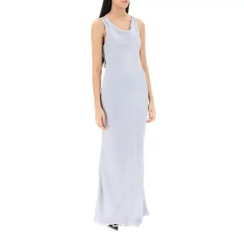 Norma Kamali Maria Gown in Silver Small New Womens Long Maxi grey dress