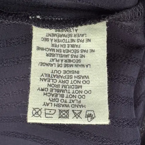 dRA Los Angeles Ruffle Blouse Size Medium Navy Blue Long Sleeve Romantic Chic