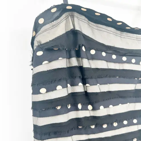 BCBGMAXAZRIA  Womens Y2K Polka Dot Silk Striped Tulle‎ Party Dress Size 4 Black