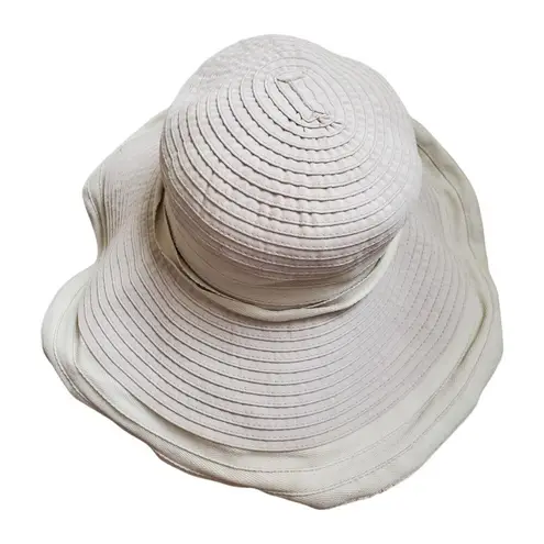 San Diego Hat Co Beige Large Brim Ribbon Hat Bow Packable UPF50 One Size FLAW
