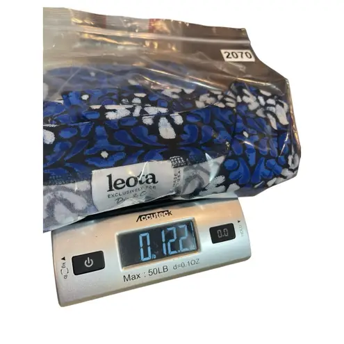 VTG Leota for Dia & Co Blue White Floral Geometric Print Top 3L V