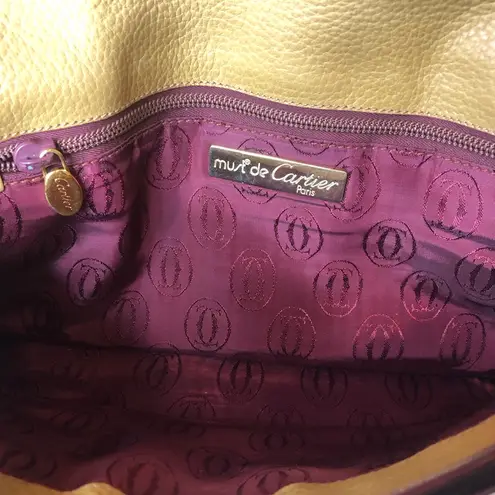 Cartier Front Flap Clutch In Wine & Golden Tan Tumbled Leather w/ DUST BAG