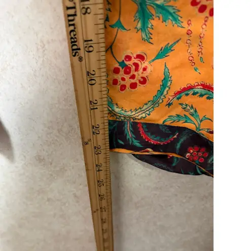 Sundance Leia Orange Floral Paisley Print Drawstring Cropped Pants Cotton Boho Size undefined