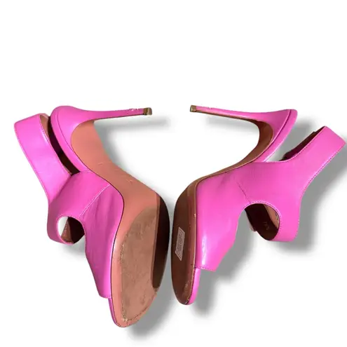 Amina Muaddi Marni Hot Pink Rhinestone Buckle Heel Sandals Sz EU 38.5 / US 8.5
