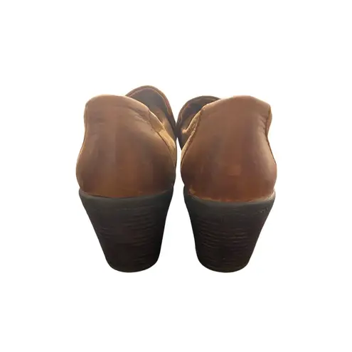 BØC Born Concepts Brown Leather Heeled Clogs Mules Slip On Comfort Shoes 7.5