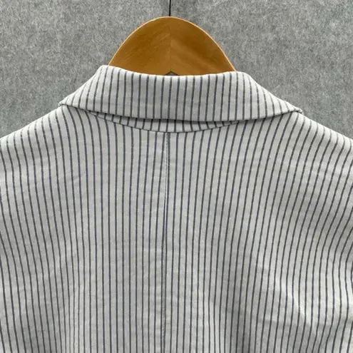 ALICE HOPE Blazer Jacket Womens Medium White Blue Stripe Nautical Pockets Lined