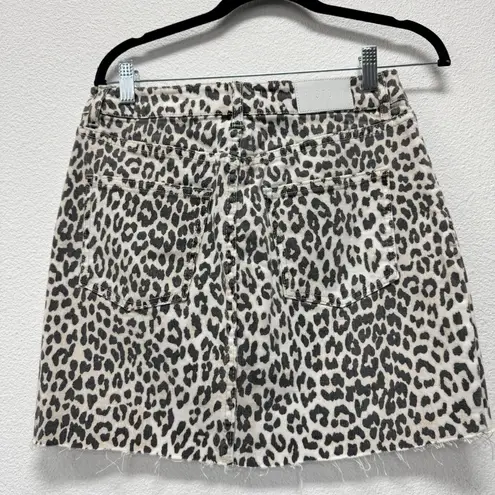 Pistola  Leopard Print Denim Skirt Raw Hem Size Small Casual Cotton