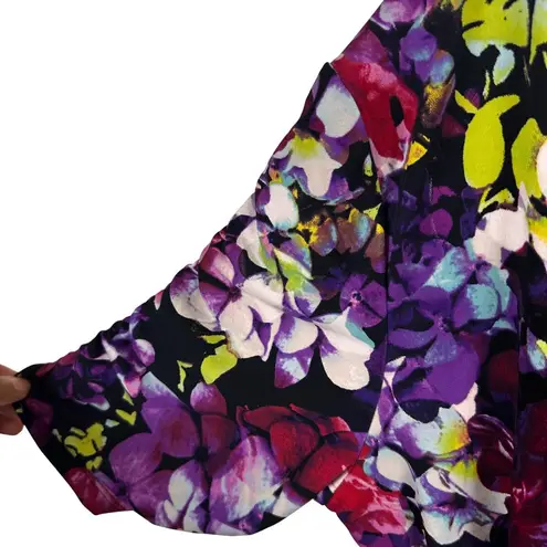 Style & Co XL Floral Print Top 3/4 Sleeve Purple Multi