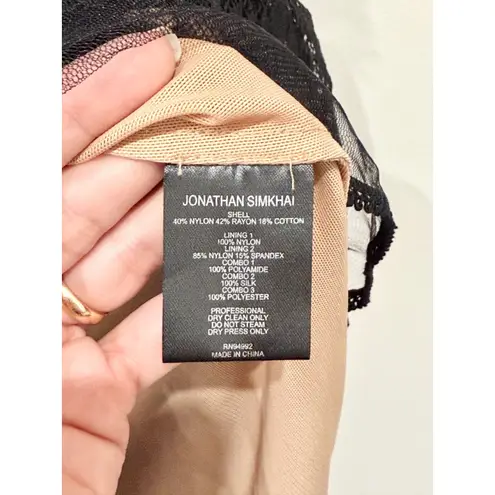 Jonathan Simkhai Mixed Lace Mockneck Mini Dress Lined Black Women's Size 2 (XS)