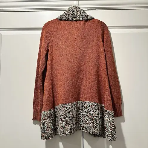 Ponsesa Women's Medium Cardigan Boho Multicolored Autumn Rust Sweater
