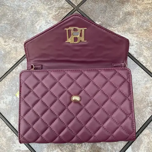Badgley Mischka Plum Diamond Quilt Convertible Envelope Crossbody Bag $129 NEW