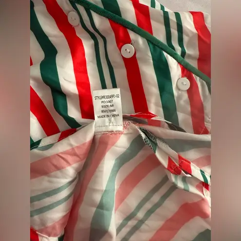 Rareraw Velvet Stripe Ribbon Knot Candy Cane Christmas 2pcs Pajama Set M Red Size M