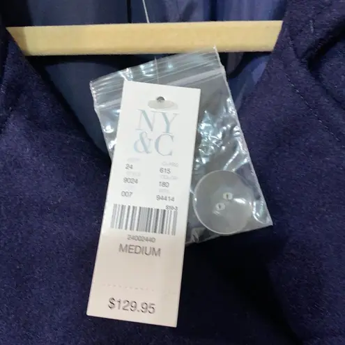 NEW YORK & CO Navy Wool Petticoat Blazer, Size Medium Blue