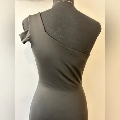 Karlie One-Shoulder Bodycon Midi Dress Black Size Small