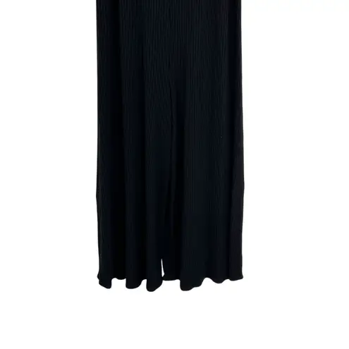 Rachel Pally Victoria Jumpsuit Ribbed Cropped Wide Leg Black Size Small
