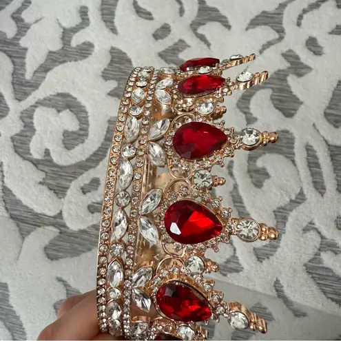 Anastasia Red Ruby Crystal Gold Crown Medieval EUC