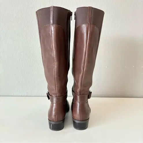 Ralph Lauren  Wide Calf Brown Leather Knee High Boots Zipper Women’s Size 8.5 B