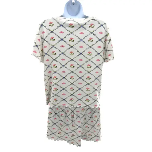 Hill House Home Nina Short Pajama Set Pastel Trellis Organic Cotton Women M