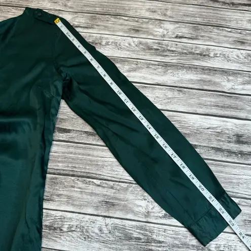 L'Academie Los Angeles Womens Casual Satin Tunic Blouse Emerald Green S SM Small