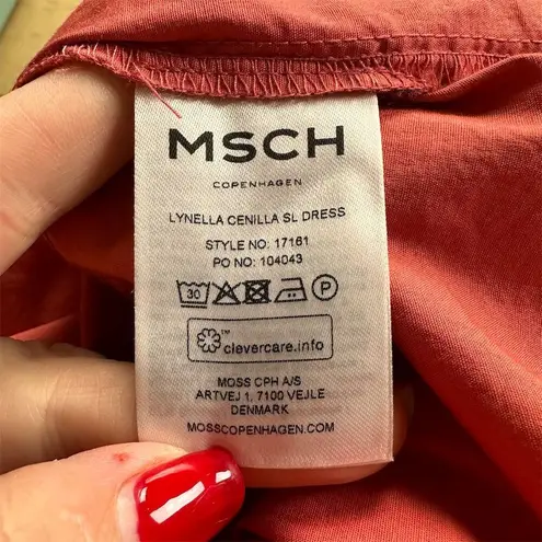 Moss Copenhagen Women's XS MSCHLynella Cenilla SL Dress Red Midi Ruffle