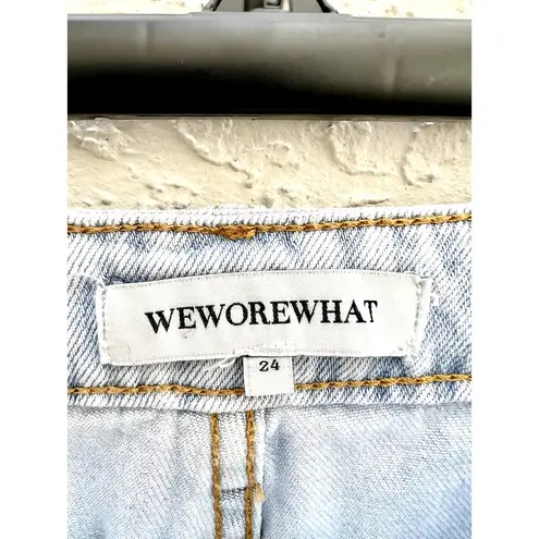 We Wore What Utility Straight Leg Denim Cargo Jeans Light Blue Women's Size 24