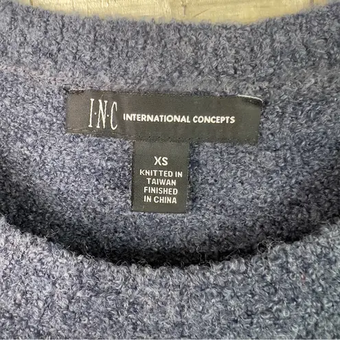 INC International Concepts Size XS Crewneck Long Puffed Sleeve Gray/Blue Sweater Blue